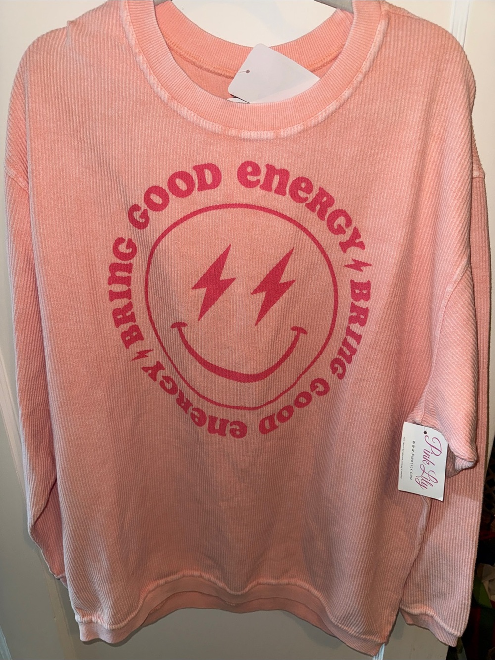 Pink lily oversized long sleeve ribbed XL NWT